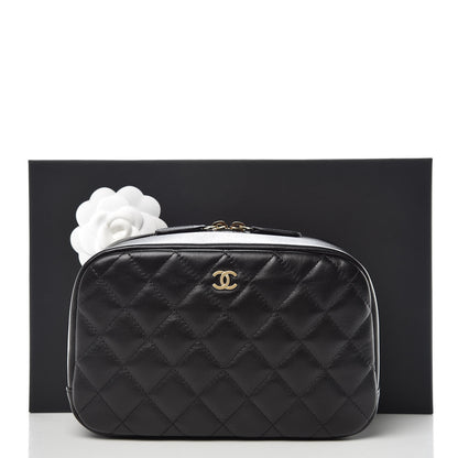 Chanel Lambskin Quilted Medium Curvy Pouch Cosmetic Case Black 11 of 11