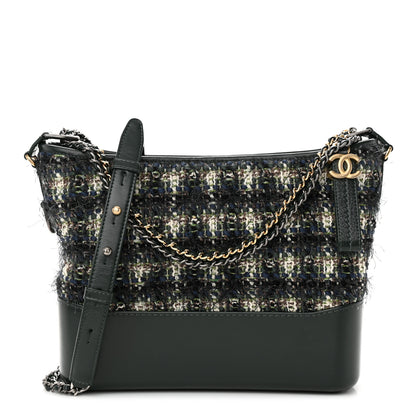 Chanel Tweed Calfskin Quilted Medium Gabrielle Hobo Dark Green 1 of 10