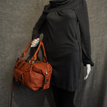 Chloe Leather Paddington Front Pocket Tote Orange 2 of 2