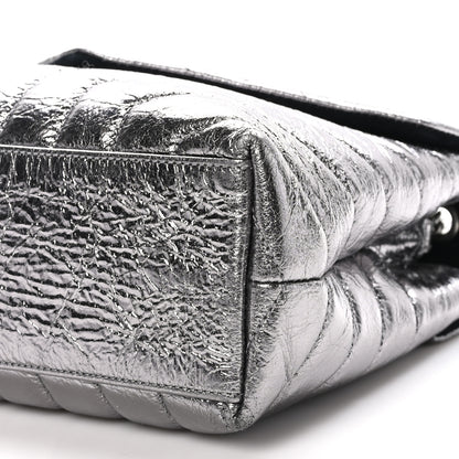 Saint Laurent Metallic Calfskin Y Quilted Monogram Small Loulou Chain Satchel Acciaio 11 of 11