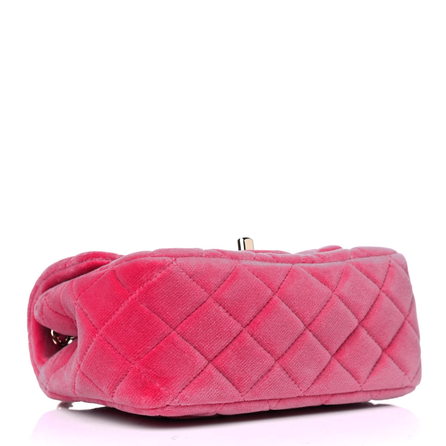Velvet Quilted Mini Square Pearl Crush Flap Fuchsia