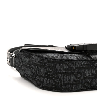Christian Dior Grained Calfskin Oblique Saddle Pouch Black 9 of 11