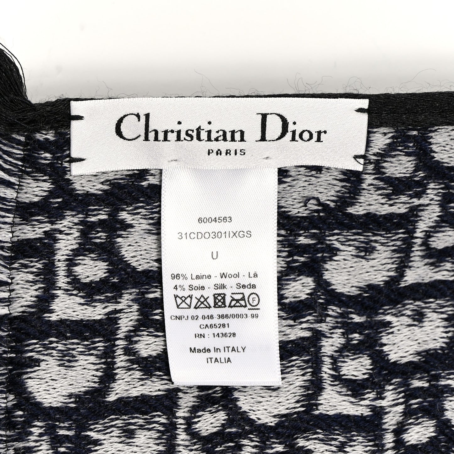 Wool Silk Oblique University Reversible Scarf Navy Blue
