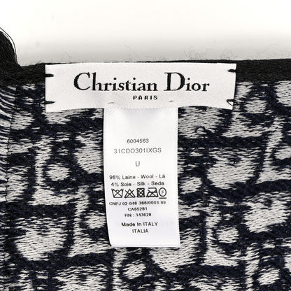 Christian Dior Wool Silk Oblique University Reversible Scarf Navy Blue 3 of 3