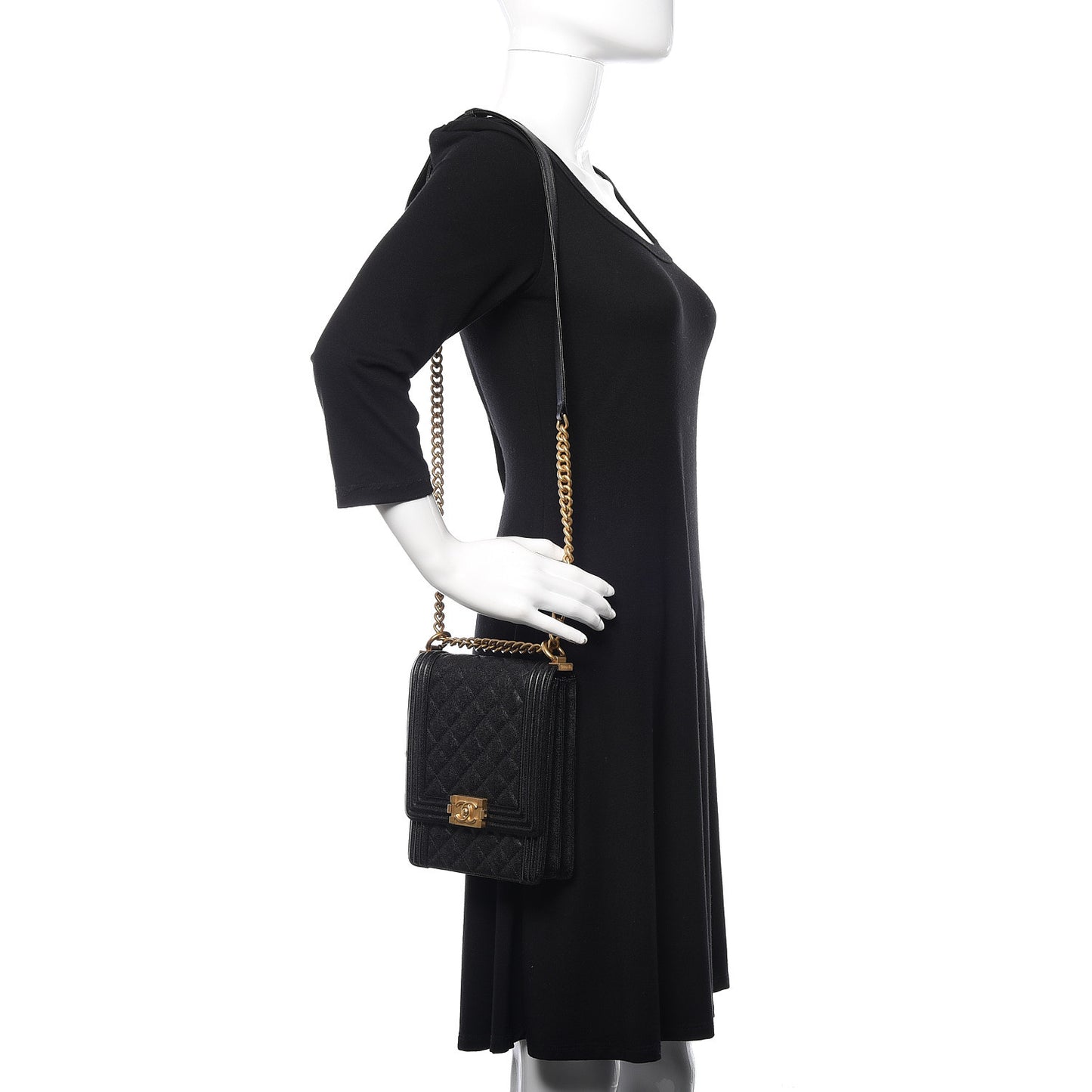 Caviar Quilted North South Boy Flap Black