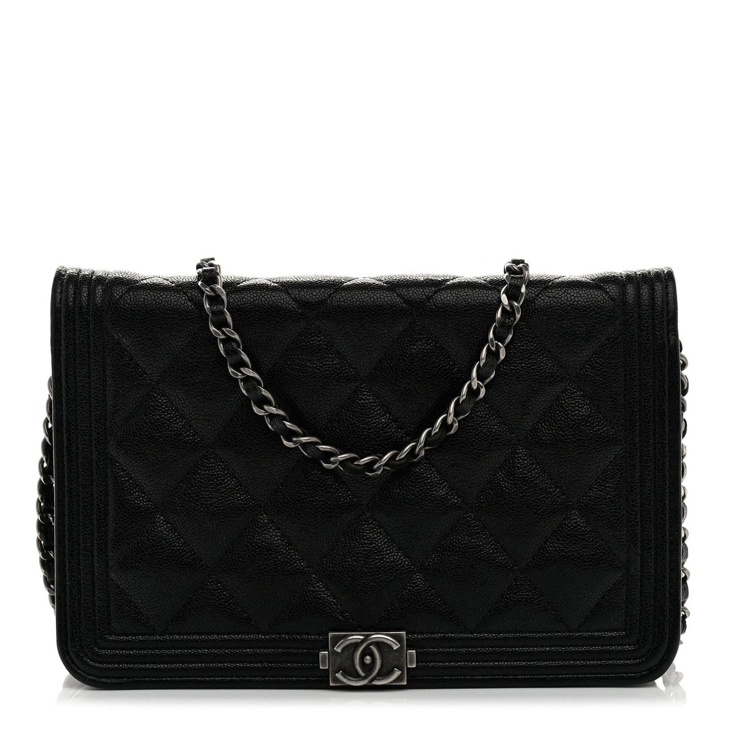 Caviar Quilted Boy Wallet On Chain WOC Black