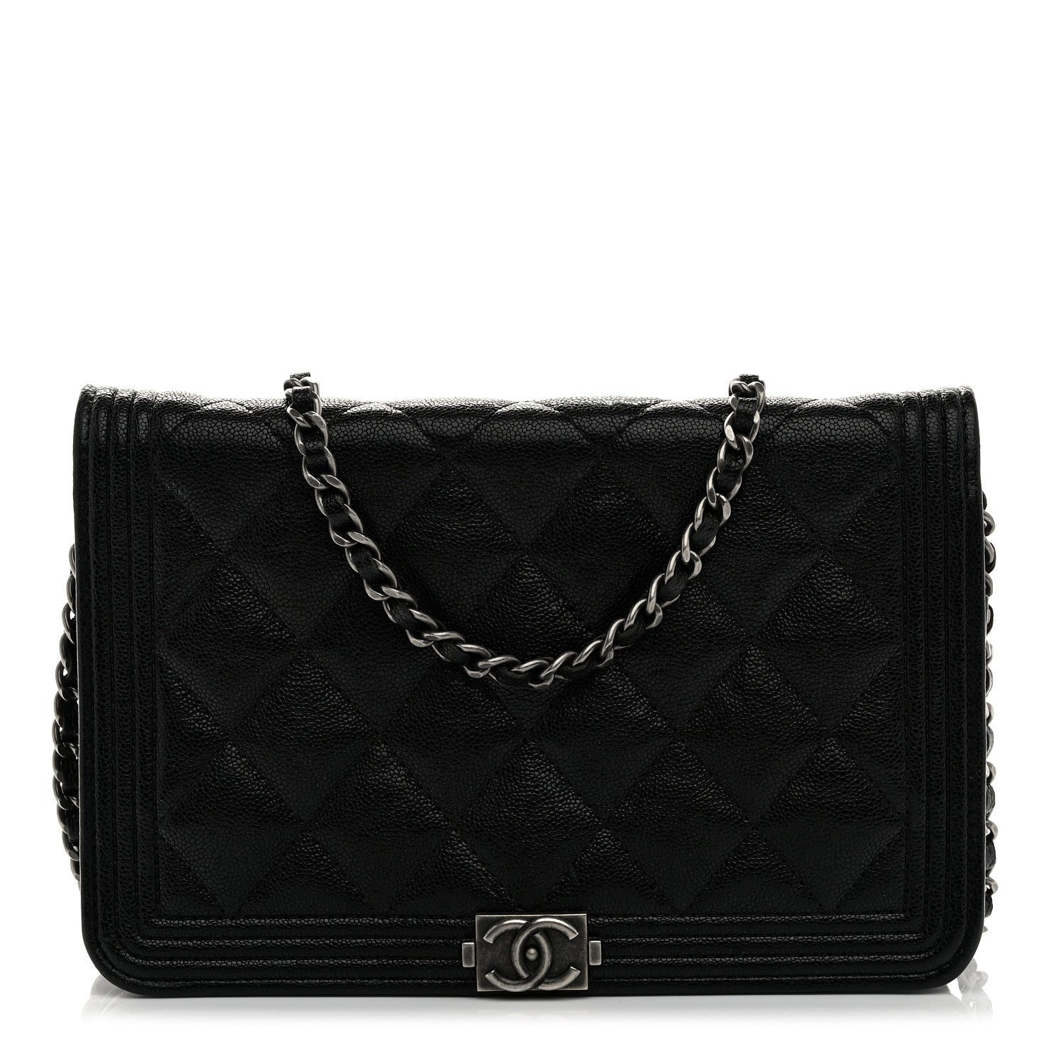 Chanel Caviar Quilted Boy Wallet On Chain WOC Black 1 of 11