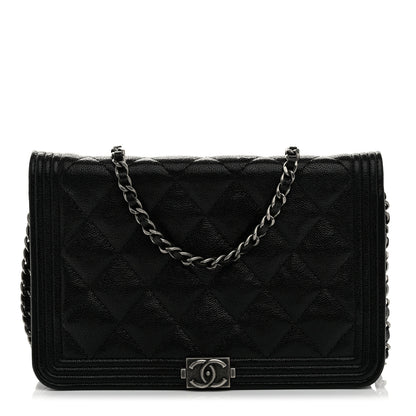 Chanel Caviar Quilted Boy Wallet On Chain WOC Black 1 of 11