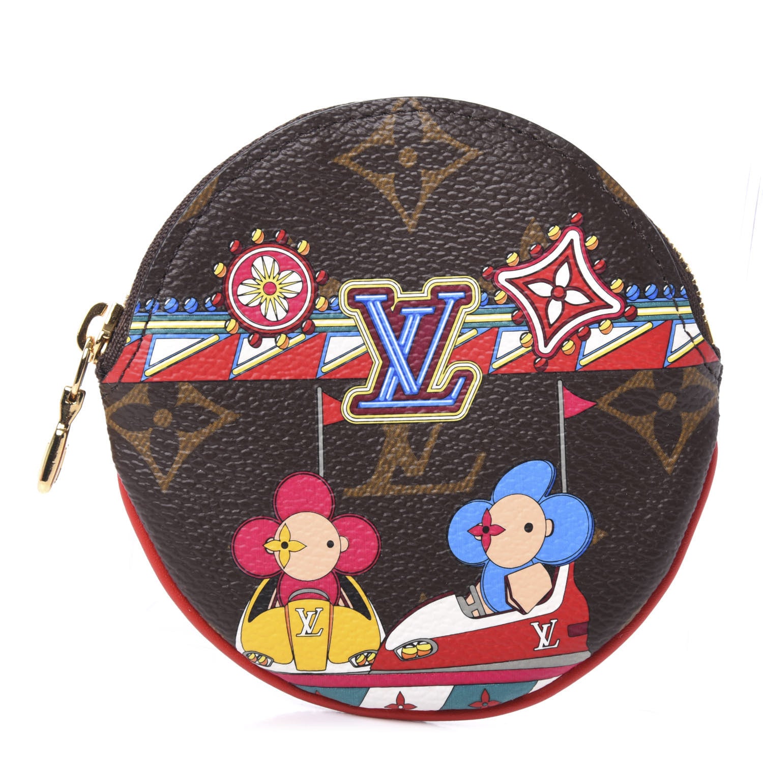 Louis Vuitton Monogram 2020 Christmas Animation Bumper Cars Round Coin Purse Coquelicot 1 of 9