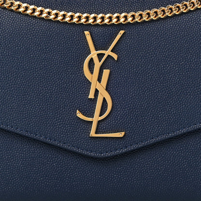 Saint Laurent Grain De Poudre Monogram Uptown Chain Wallet Blue Charron 10 of 13