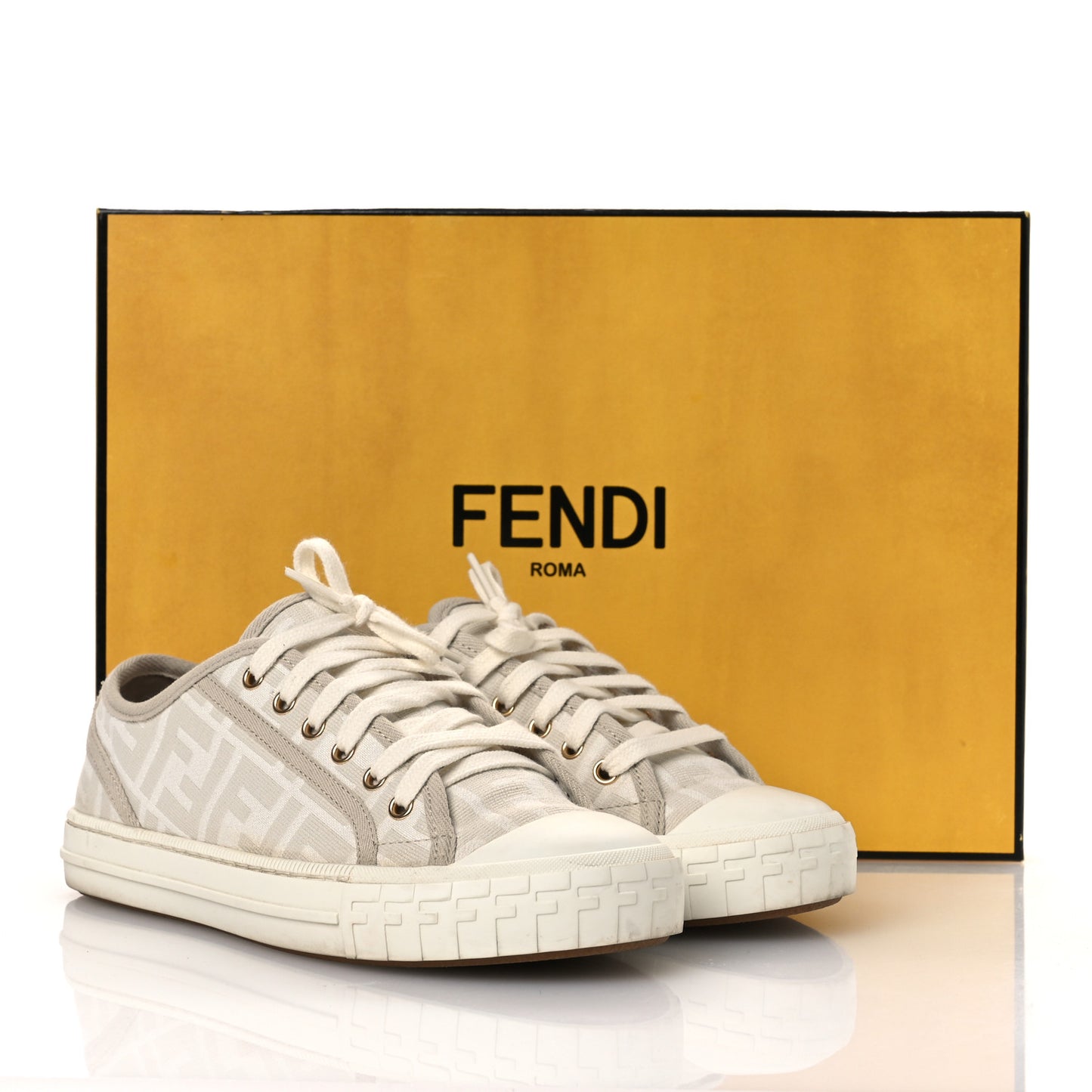 Woven Fabric FF Womens Domino Low Top Sneakers 37 White Beige