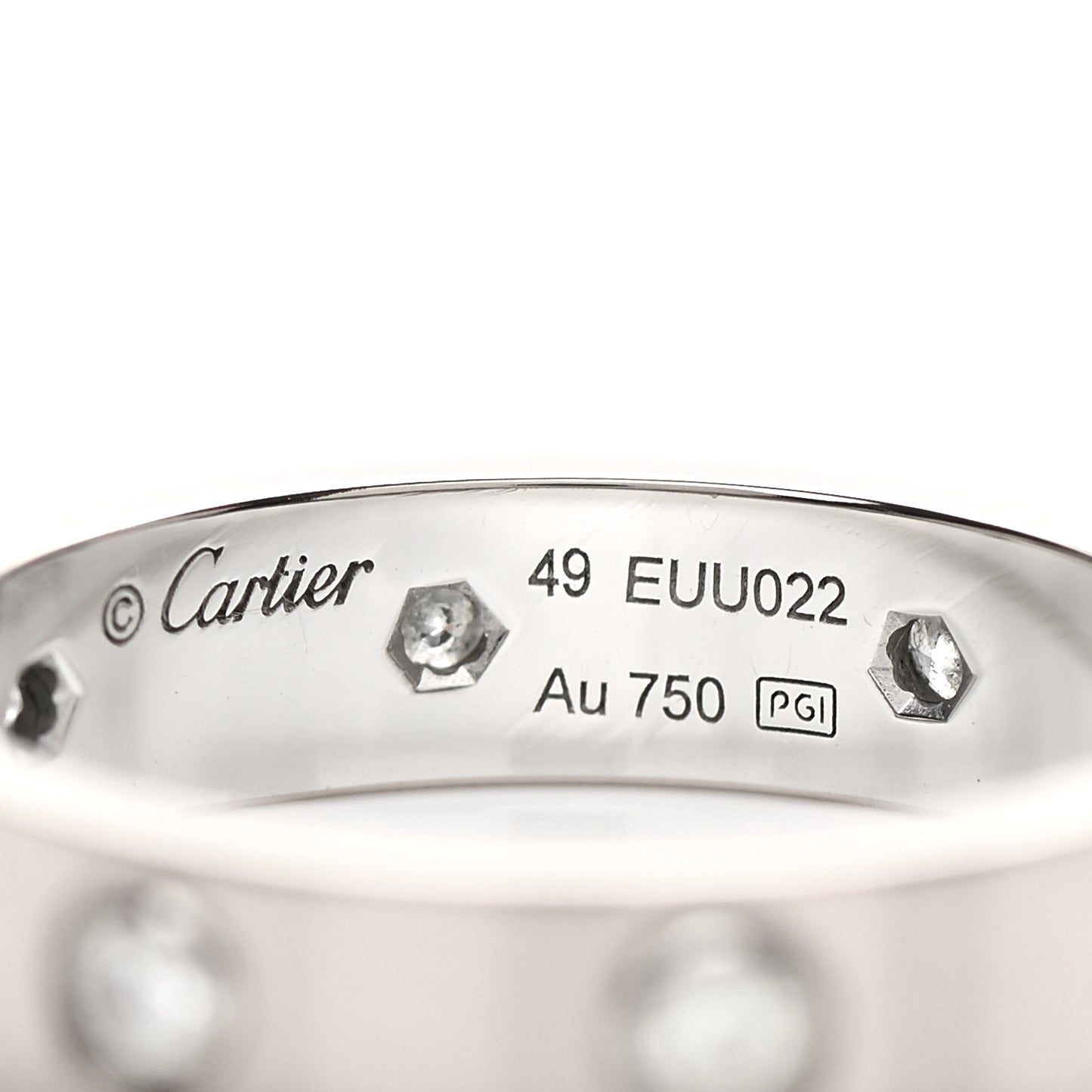 18K White Gold 8 Diamond 4mm Wedding Band LOVE Ring 49 5