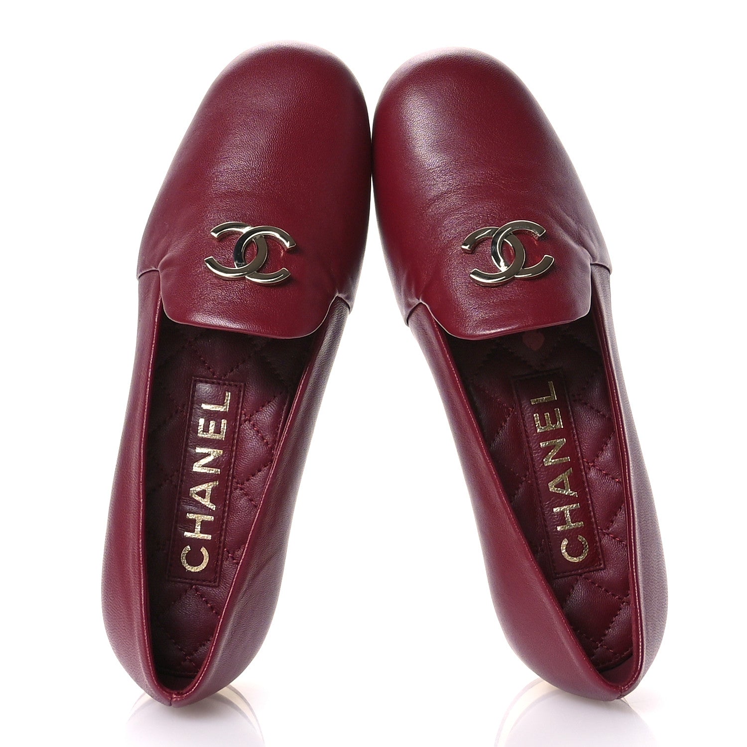 Chanel Lambskin CC Loafers 35 Bordeaux 2 of 9
