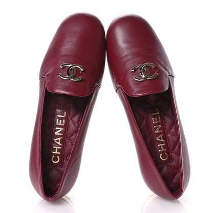 Chanel Lambskin CC Loafers 35 Bordeaux 2 of 9