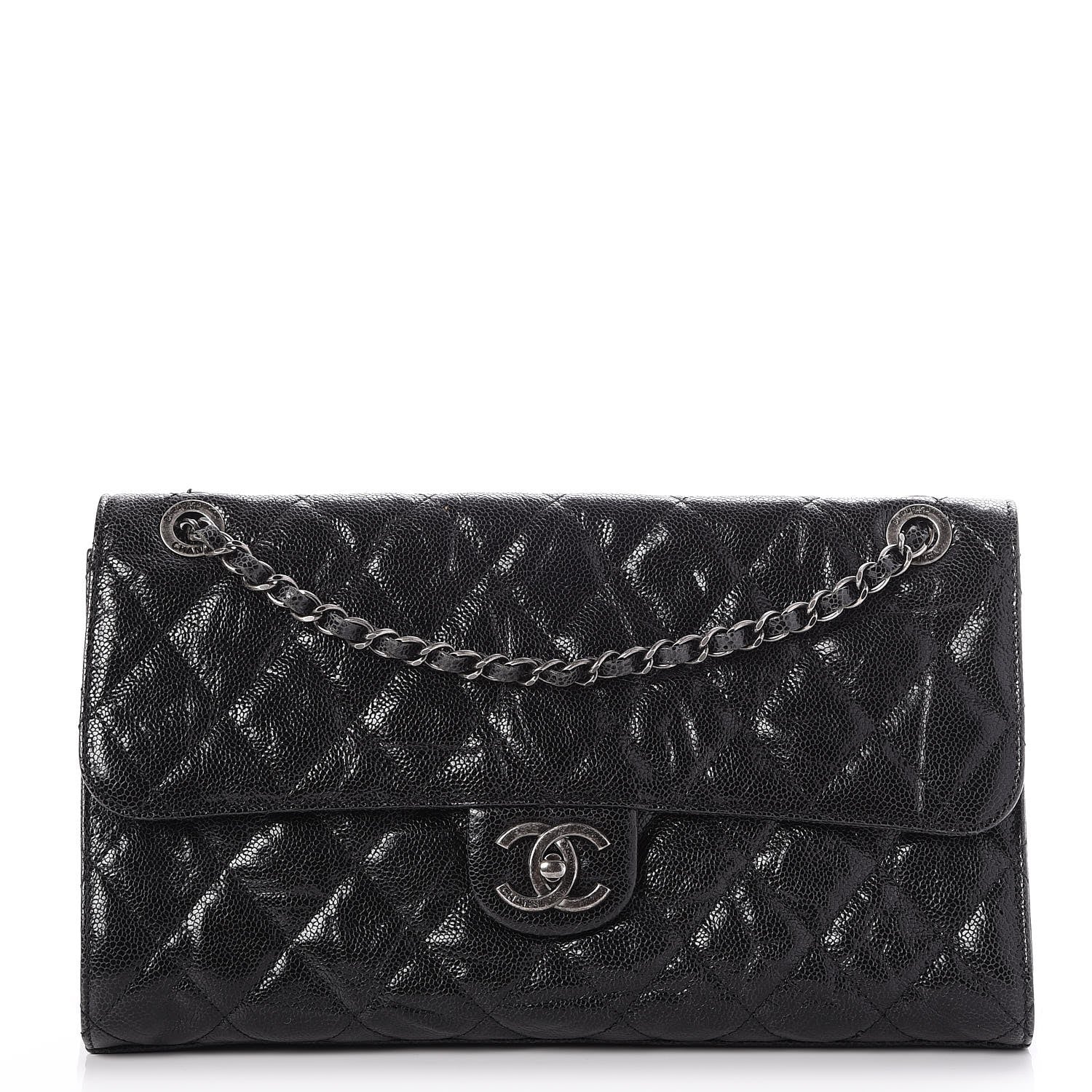 Chanel Crumpled Grained Calfskin Jumbo CC Crave Flap Black 1 of 7