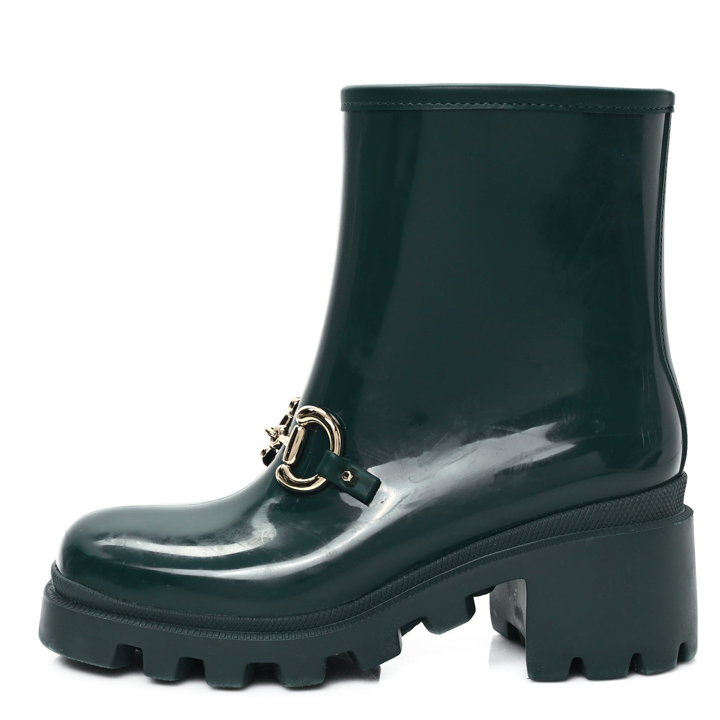 Rubber Womens Horsebit Ankle Boots 37 Vintage Green
