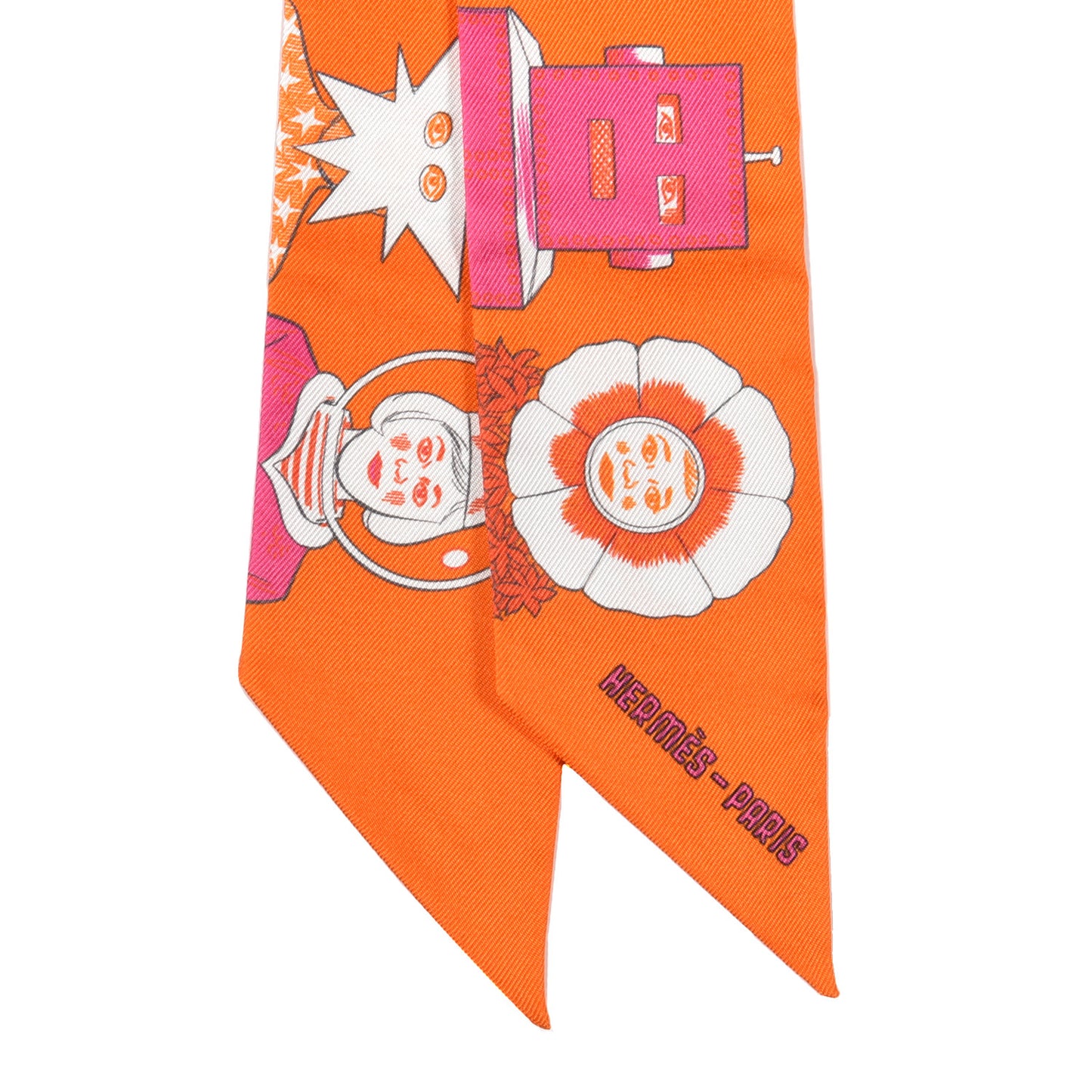 Silk Dress Code Twilly Orange Fuchsia White