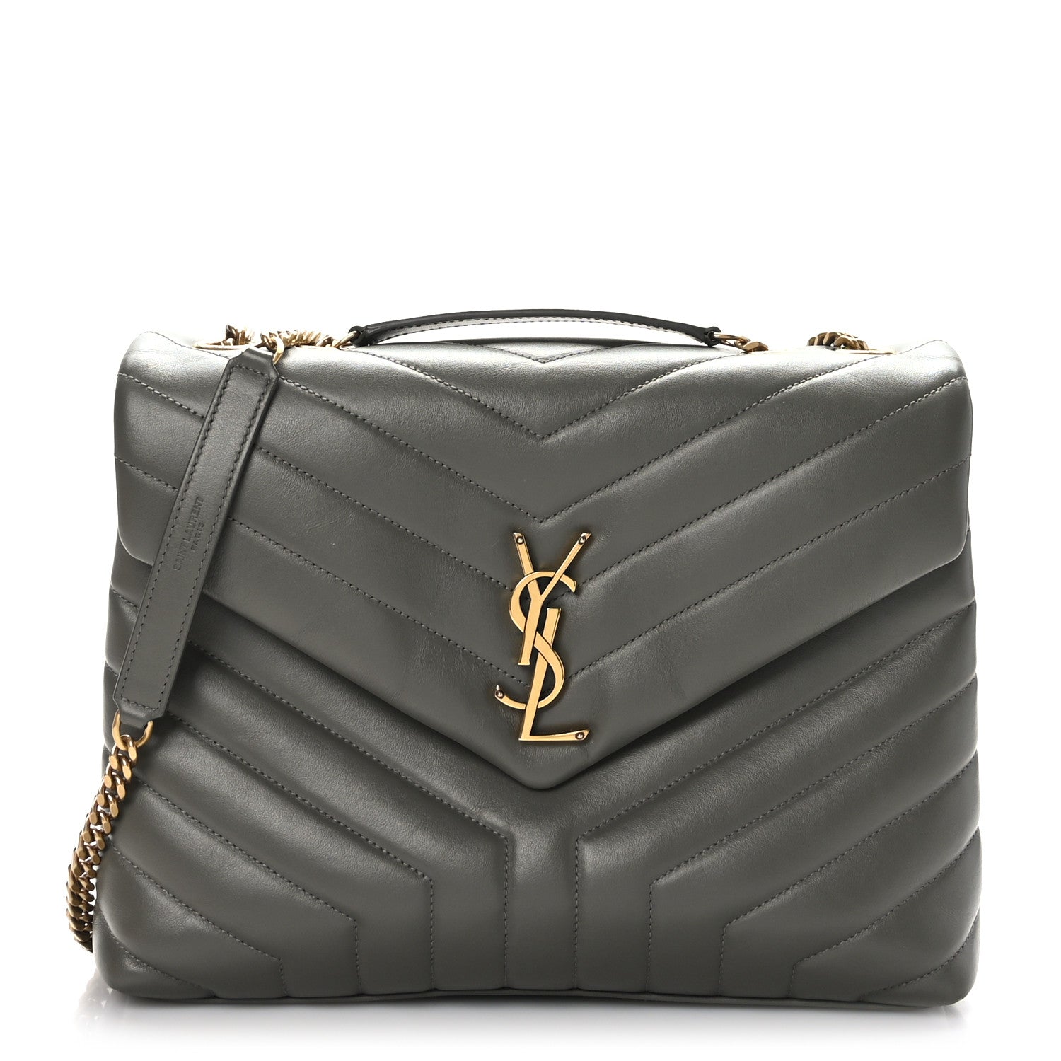 Saint Laurent Calfskin Y Quilted Monogram Medium Loulou Chain Satchel Pebble 1 of 9
