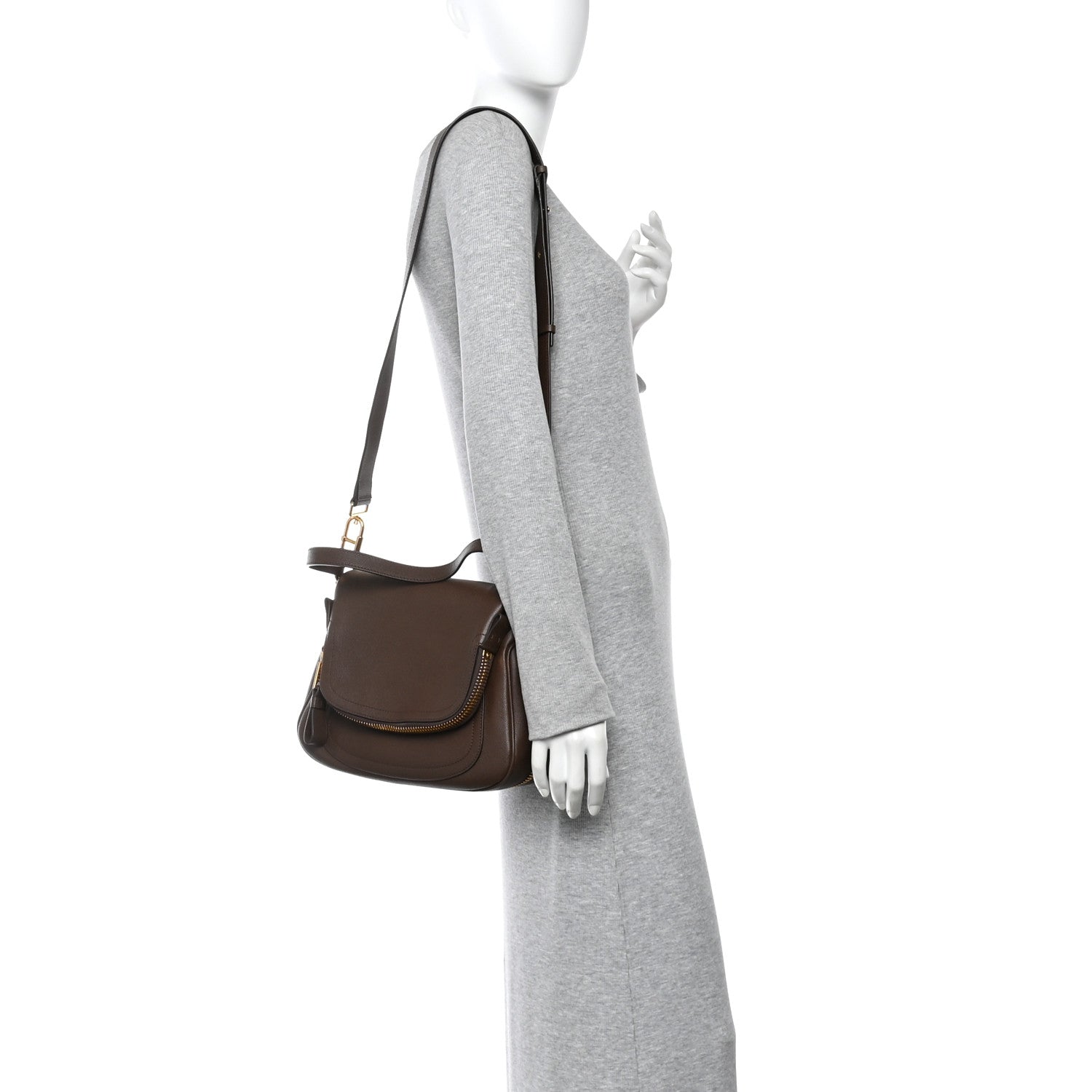 Tom Ford Grained Calfskin Medium Jennifer Crossbody Bag Brown 2 of 13