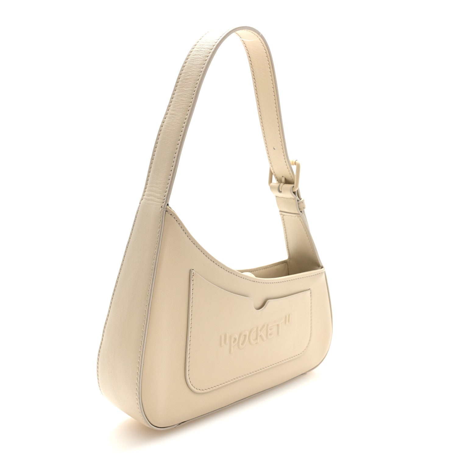 Off-White Calfskin 3D Glam Inside Jitney Shoulder Bag Beige 3 of 8
