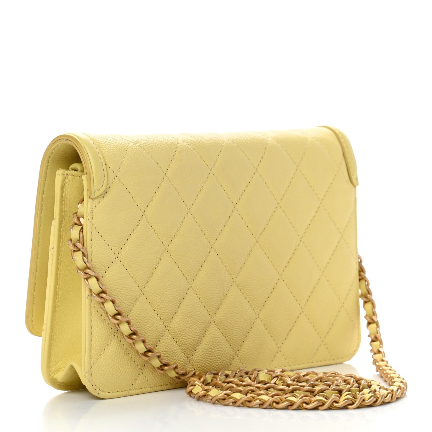 Caviar Quilted CC Filigree Wallet On Chain WOC Yellow