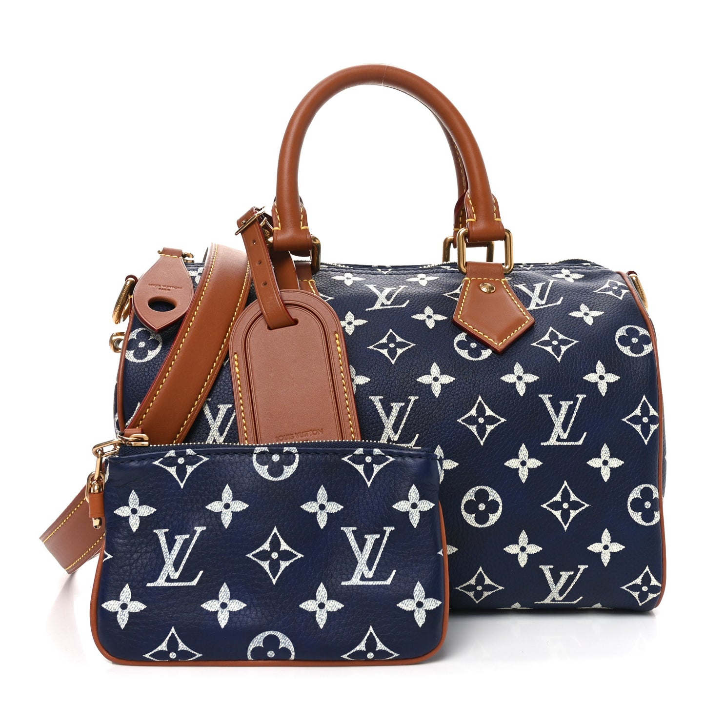 Calfskin Monogram Speedy P9 Bandouliere 25 Indigo