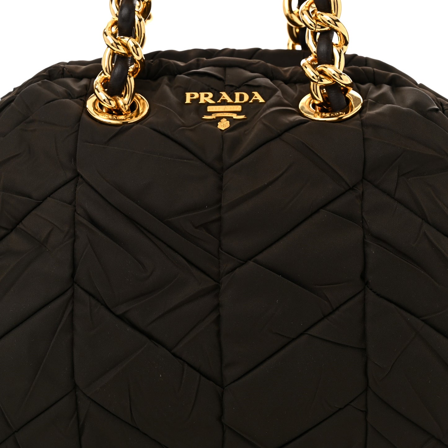 Tessuto Nylon Chevron Catena Bag Ebano