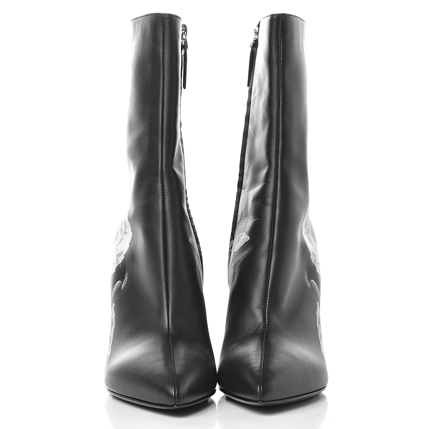 X UNDERCOVER Calfskin Print Ankle Boots 37.5 Black