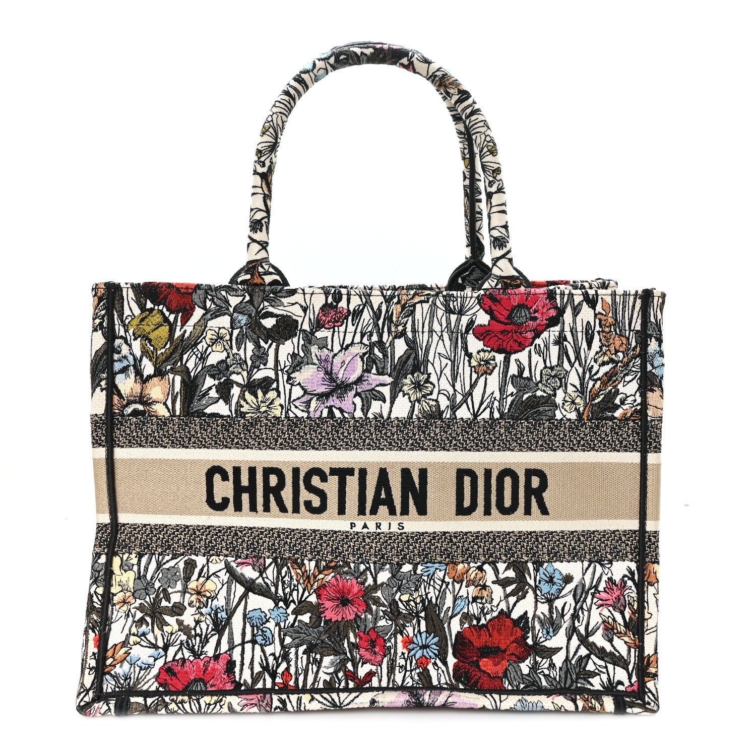 Christian Dior Canvas Embroidered Medium Mille Fleurs Book Tote Multicolor 1 of 11
