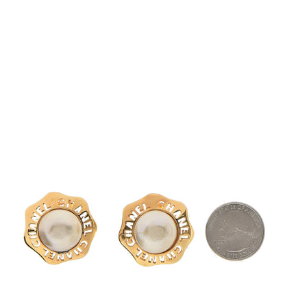 Chanel Pearl CC Logo Clip On Earrings Gold 2 of 5