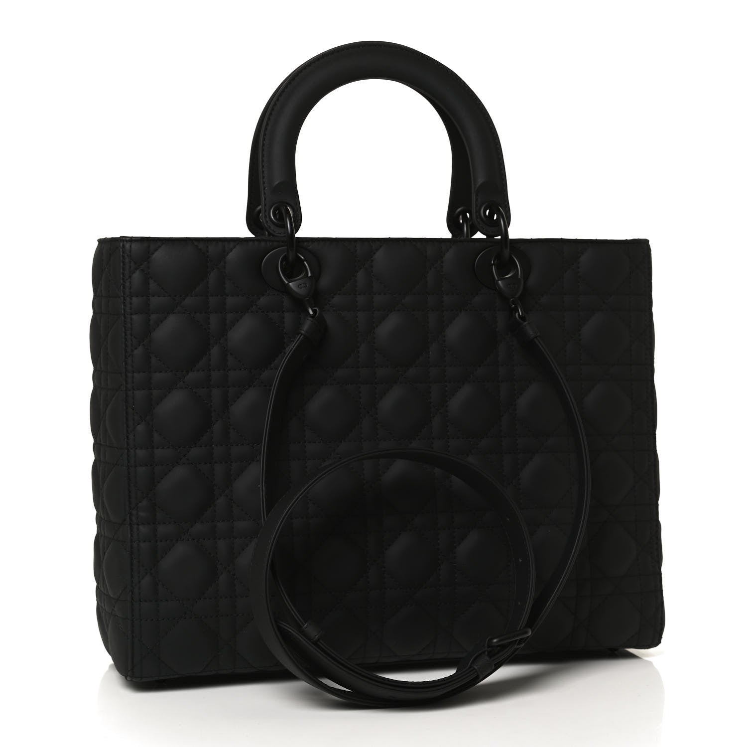 Christian Dior Ultra Matte Calfskin Cannage Large Lady Dior Black 3 of 15