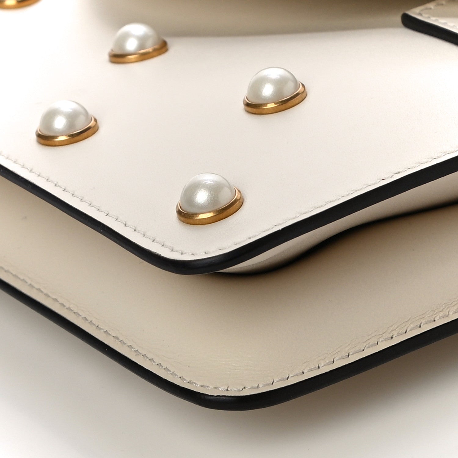 Gucci Nappa Pearl Studded Mini Queen Margaret Broadway Shoulder Bag Mystic White 11 of 12