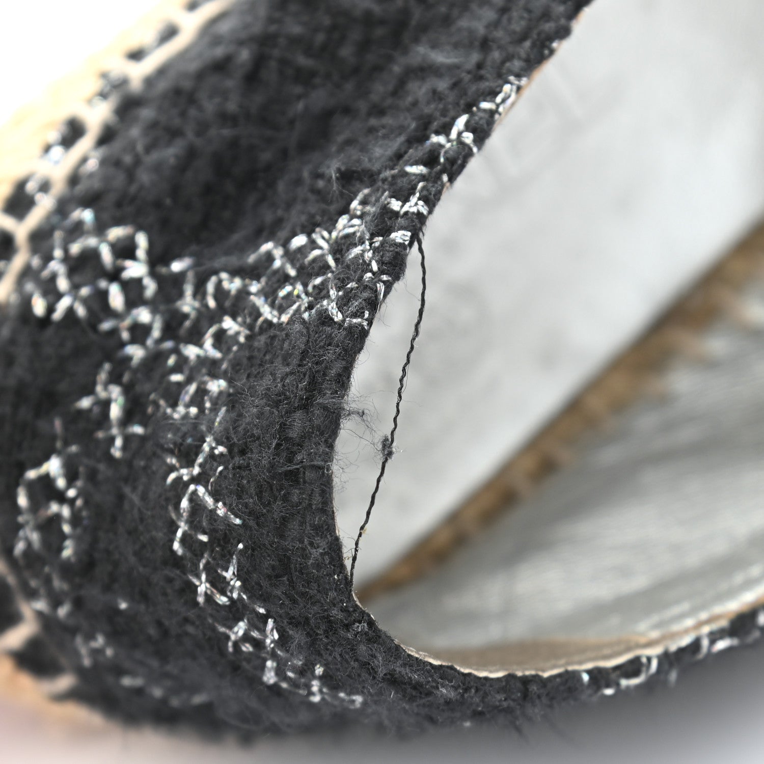 Chanel Tweed Lambskin CC Espadrilles 37 Black Silver 13 of 15