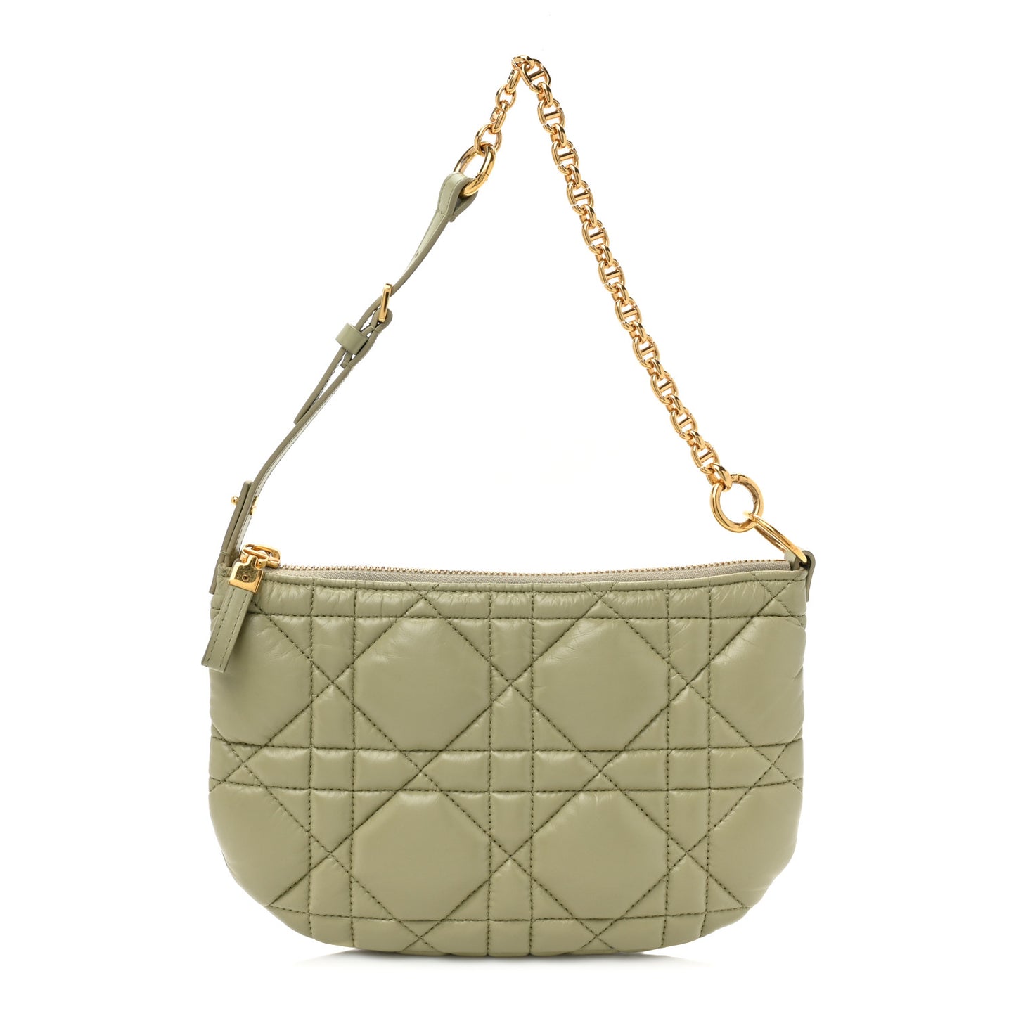 Calfskin Cannage Caro Pouch Desert Sage