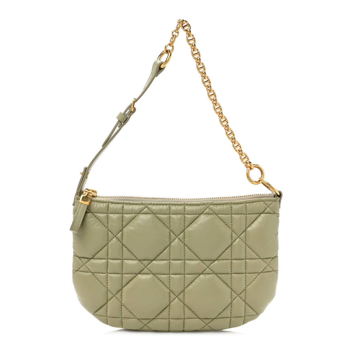 Christian Dior Calfskin Cannage Caro Pouch Desert Sage 1 of 11