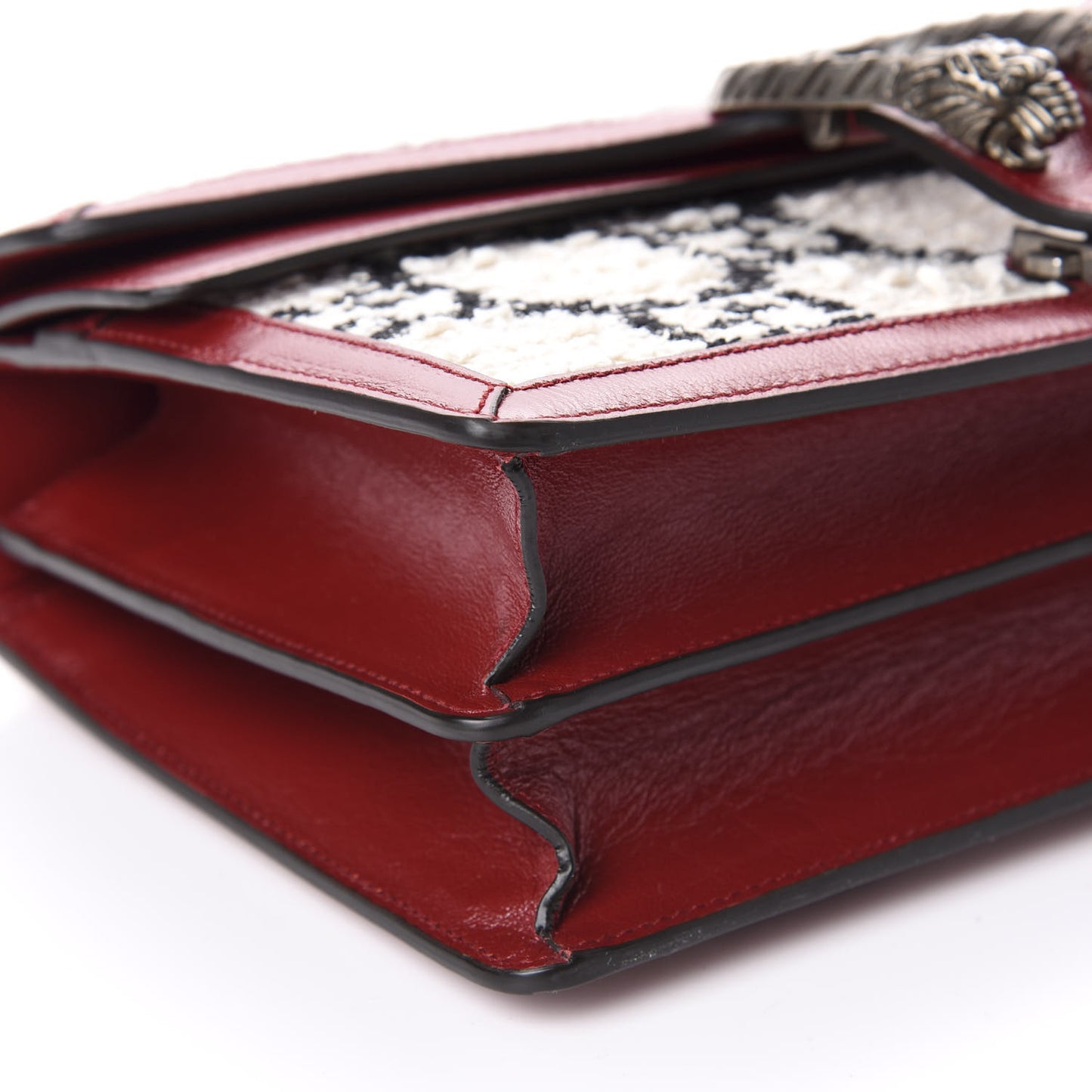 Tweed GG Monogram Small Dionysus Shoulder Bag White Black Romantic Cherry