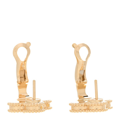 Van Cleef & Arpels 18K Yellow Gold Guilloche Vintage Alhambra Earrings 3 of 6