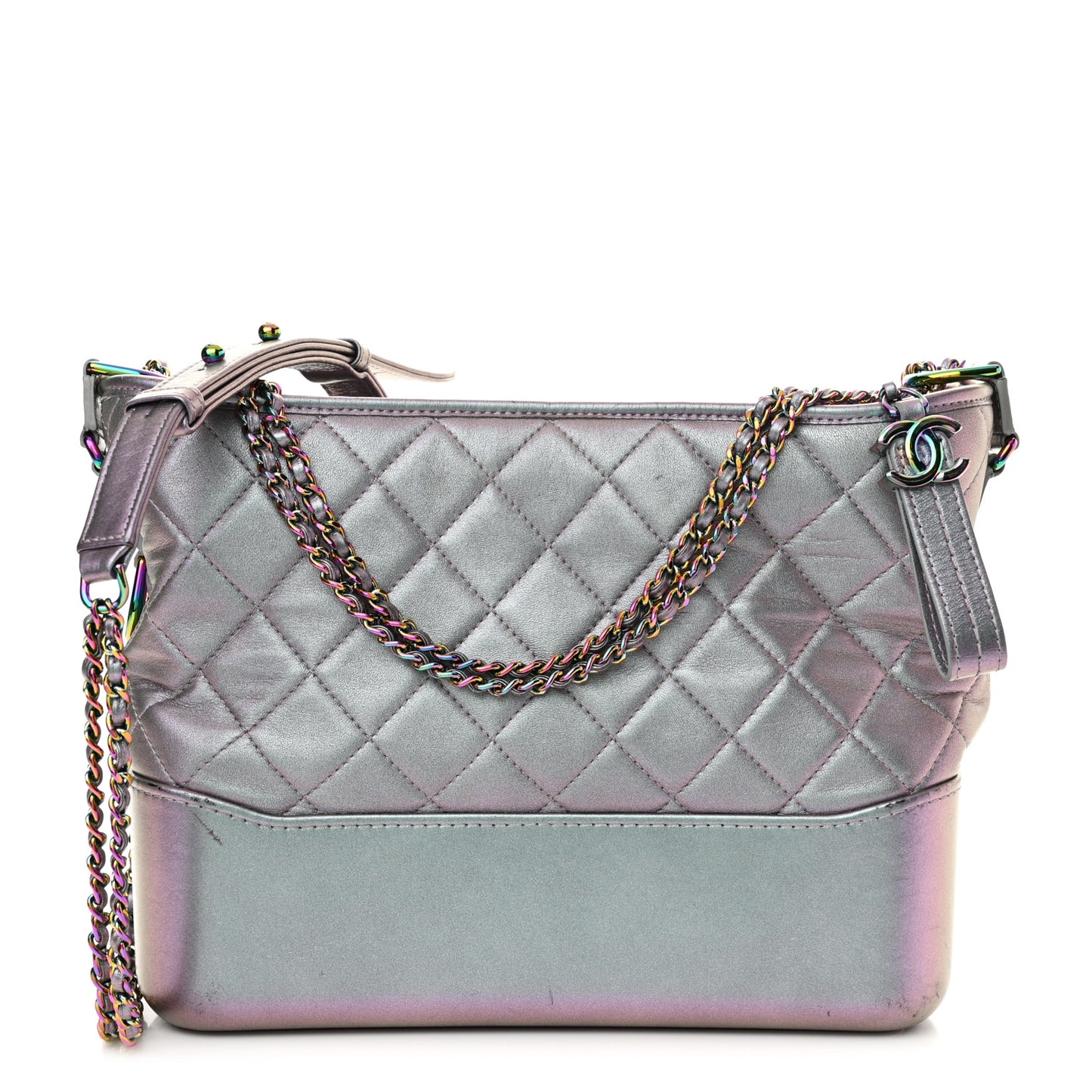 Iridescent Lambskin Calfskin Quilted Medium Gabrielle Hobo Light Purple