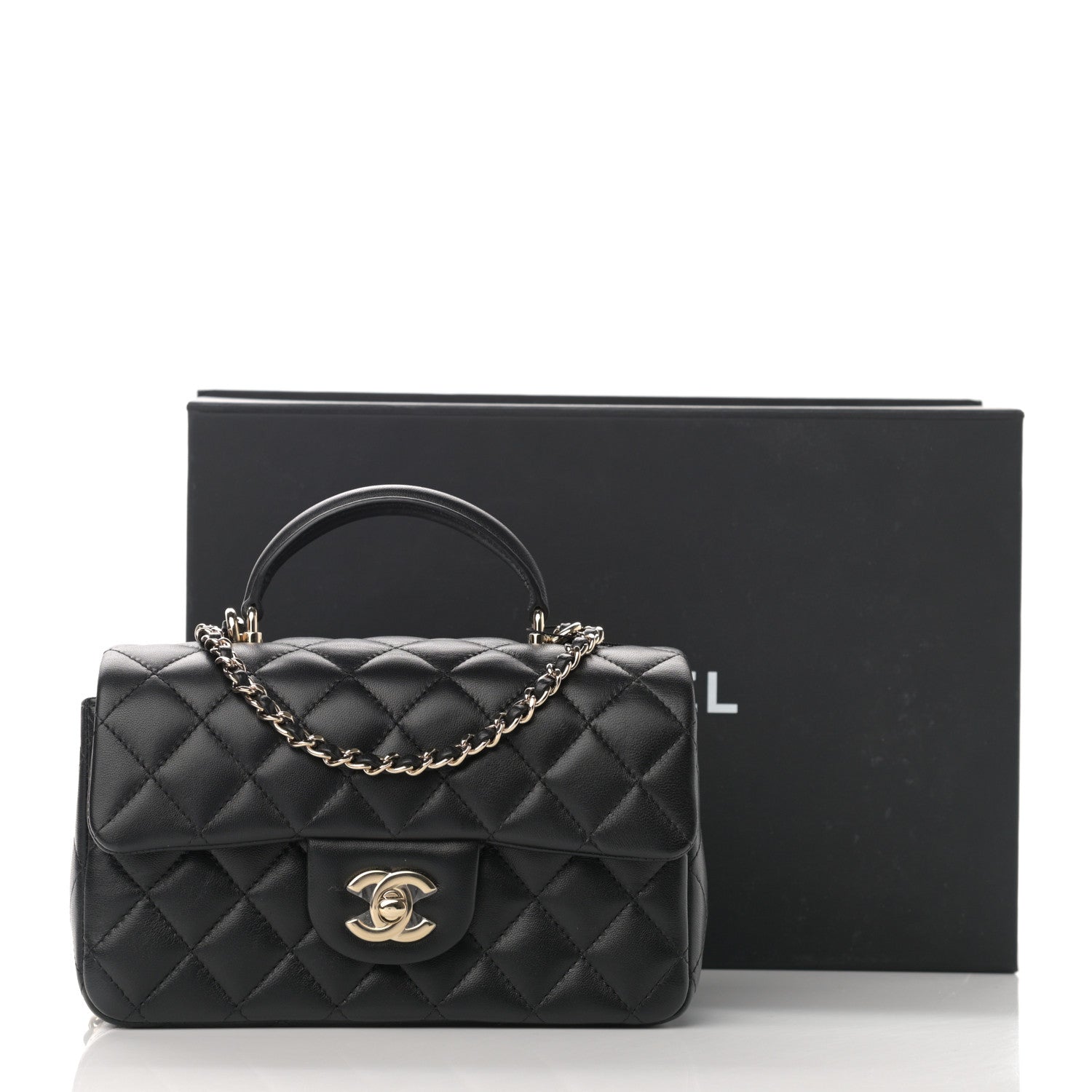 Chanel Lambskin Quilted Mini Top Handle Rectangular Flap Black 11 of 11