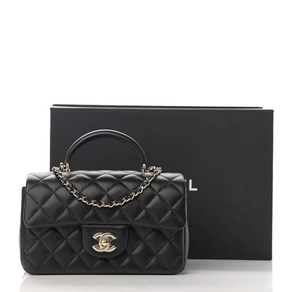 Chanel Lambskin Quilted Mini Top Handle Rectangular Flap Black 11 of 11