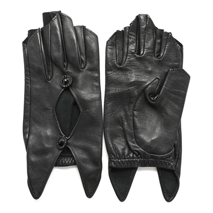 Chanel Lambskin Crystal Fingerless Gloves 6 Black 1 of 3