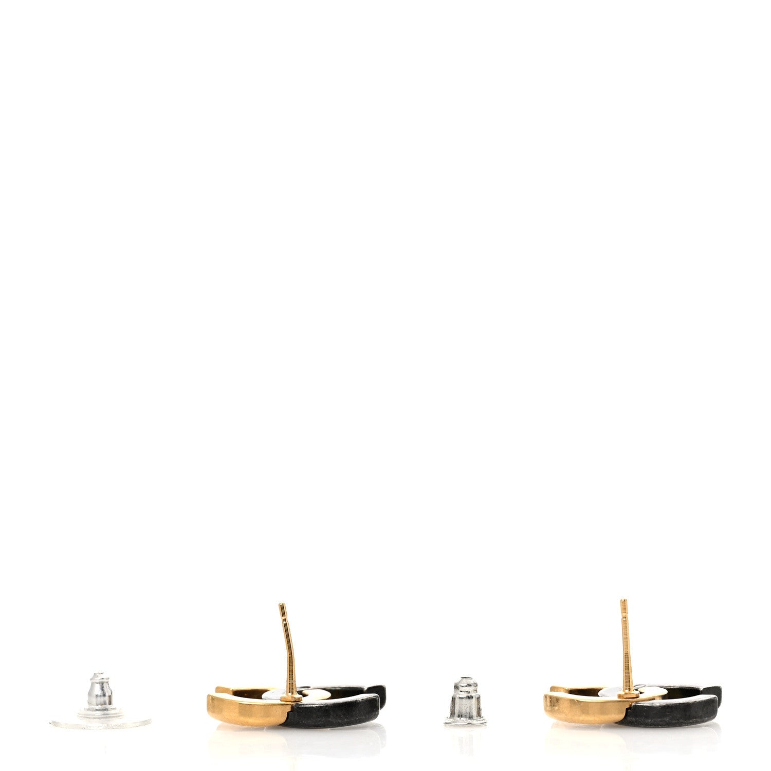 Chanel Metal CC Earrings Gold Ruthenium 3 of 4