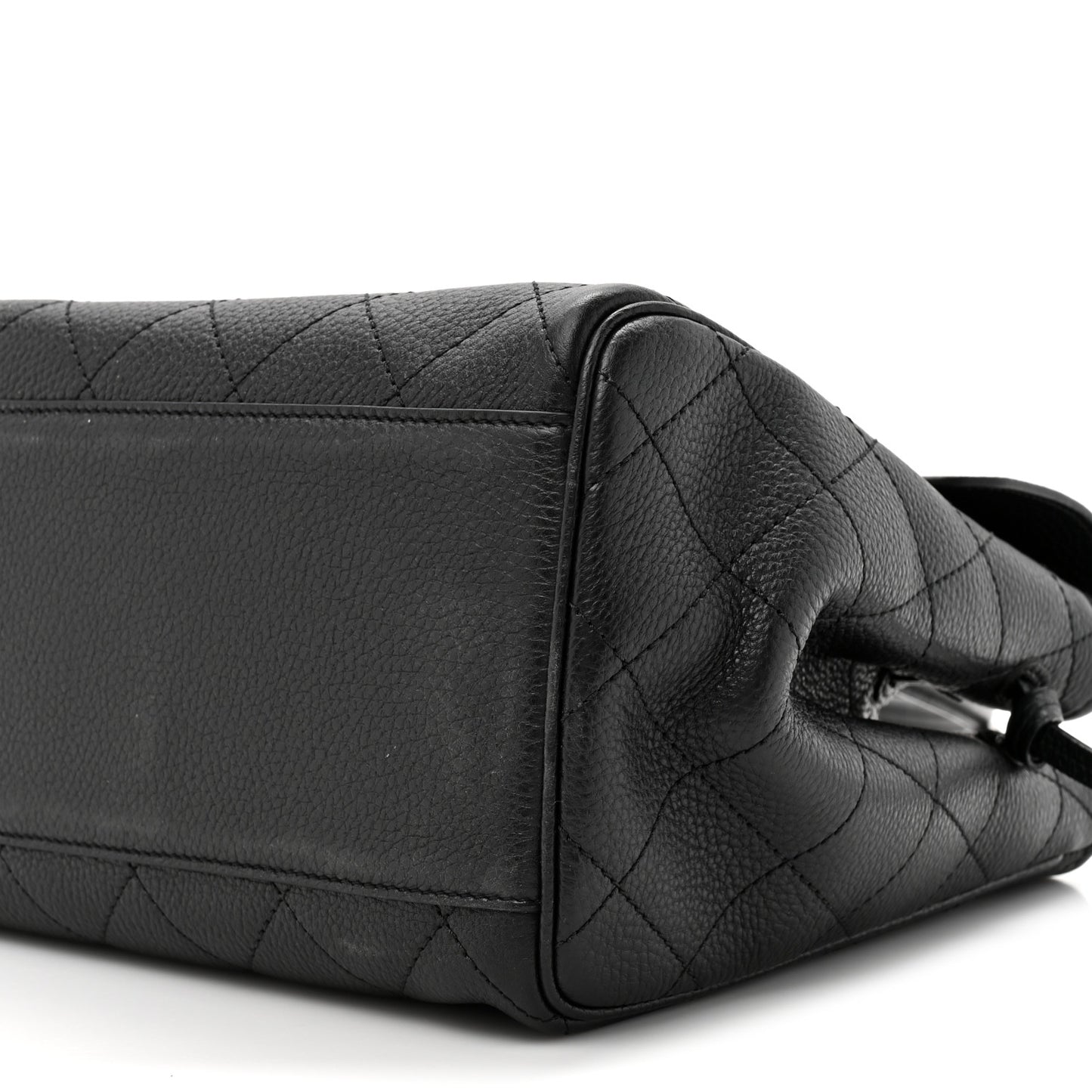 Grained Calfskin Stitched Urban Essentials Shopping Bag Black