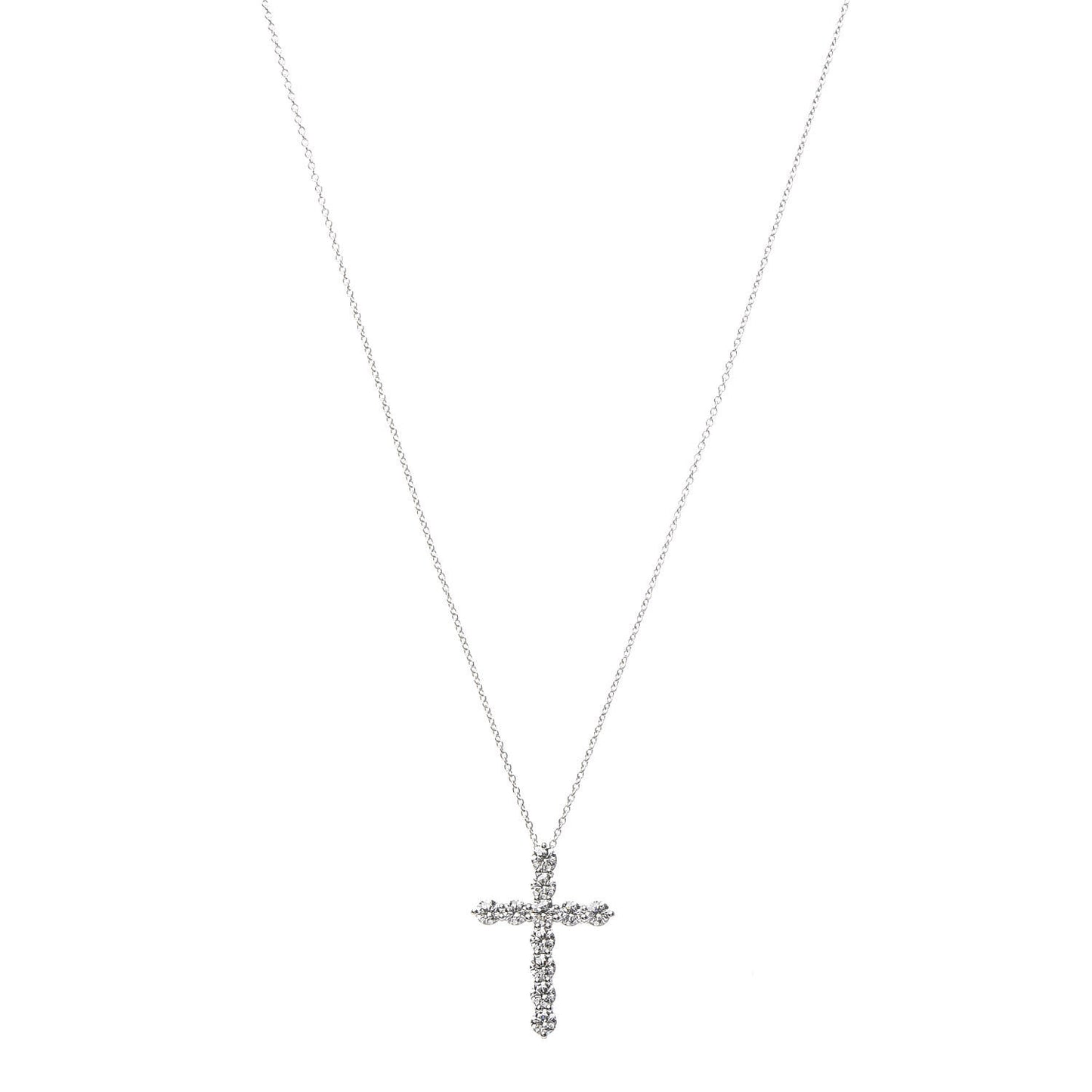 Platinum Diamond Large Cross Pendant Necklace