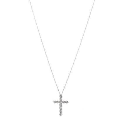 Tiffany Platinum Diamond Large Cross Pendant Necklace 1 of 8