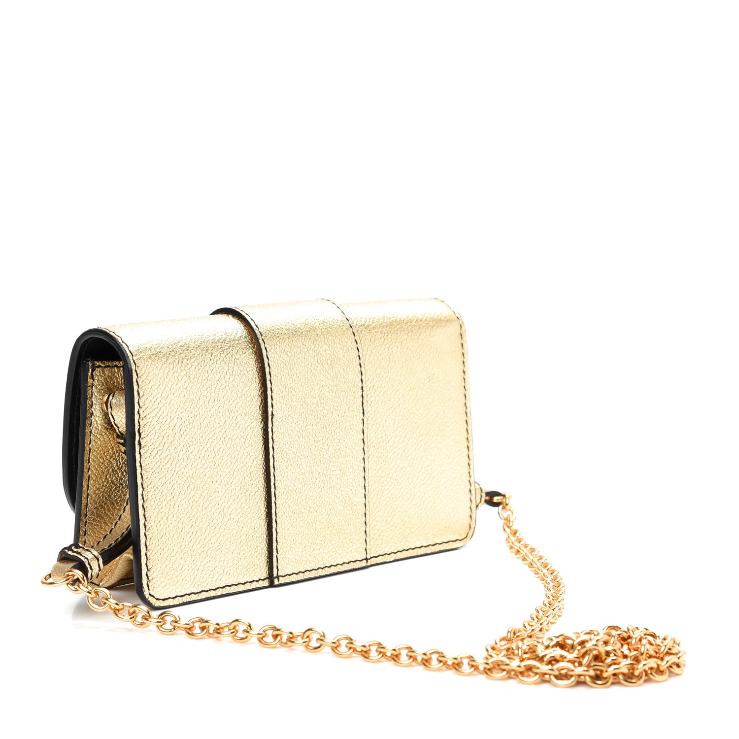 Burberry Metallic Soft Grain Calfskin Mini Phone Buckle Bag Gold 3 of 8