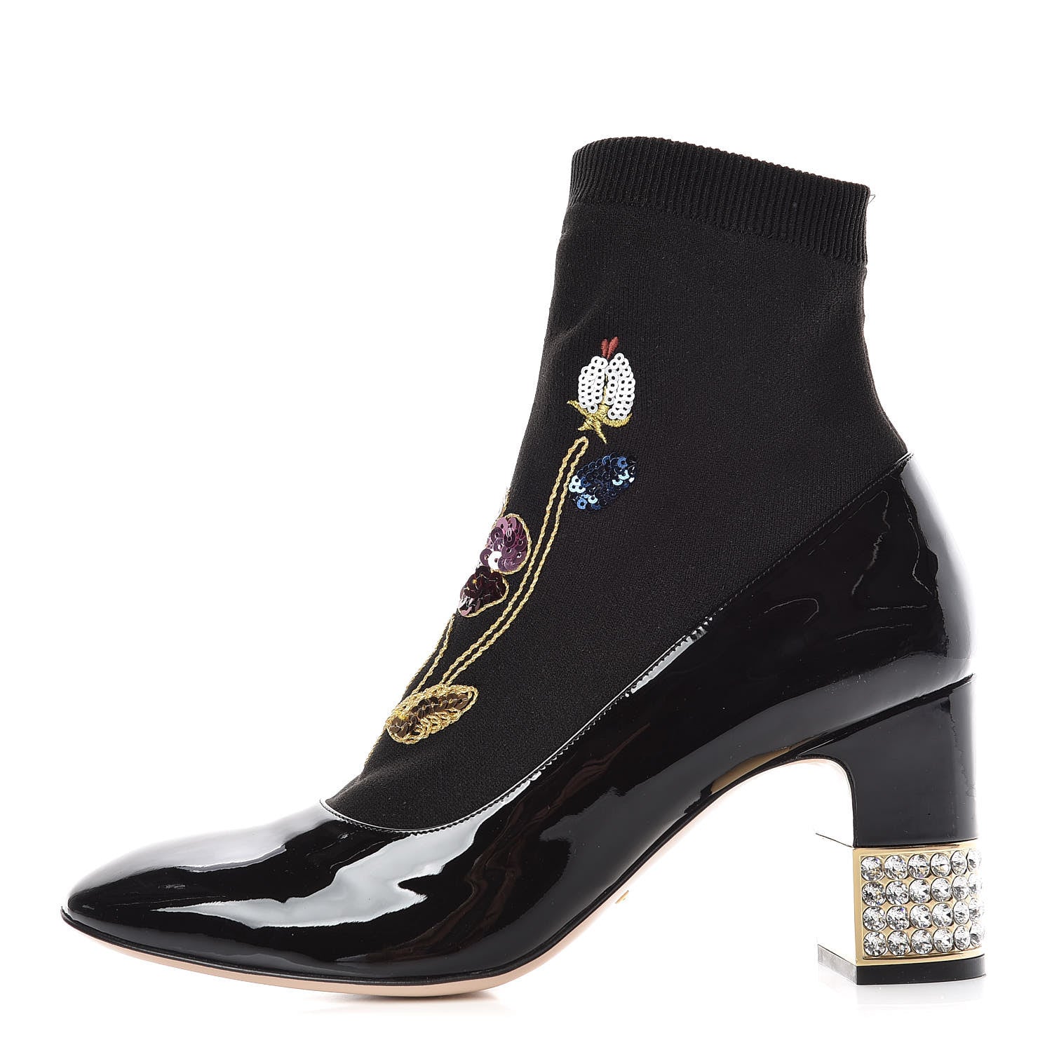 Gucci Patent Calfskin Candy Sock Ankle Boots 40 Black 1 of 9