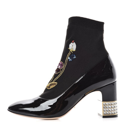 Gucci Patent Calfskin Candy Sock Ankle Boots 40 Black 1 of 9