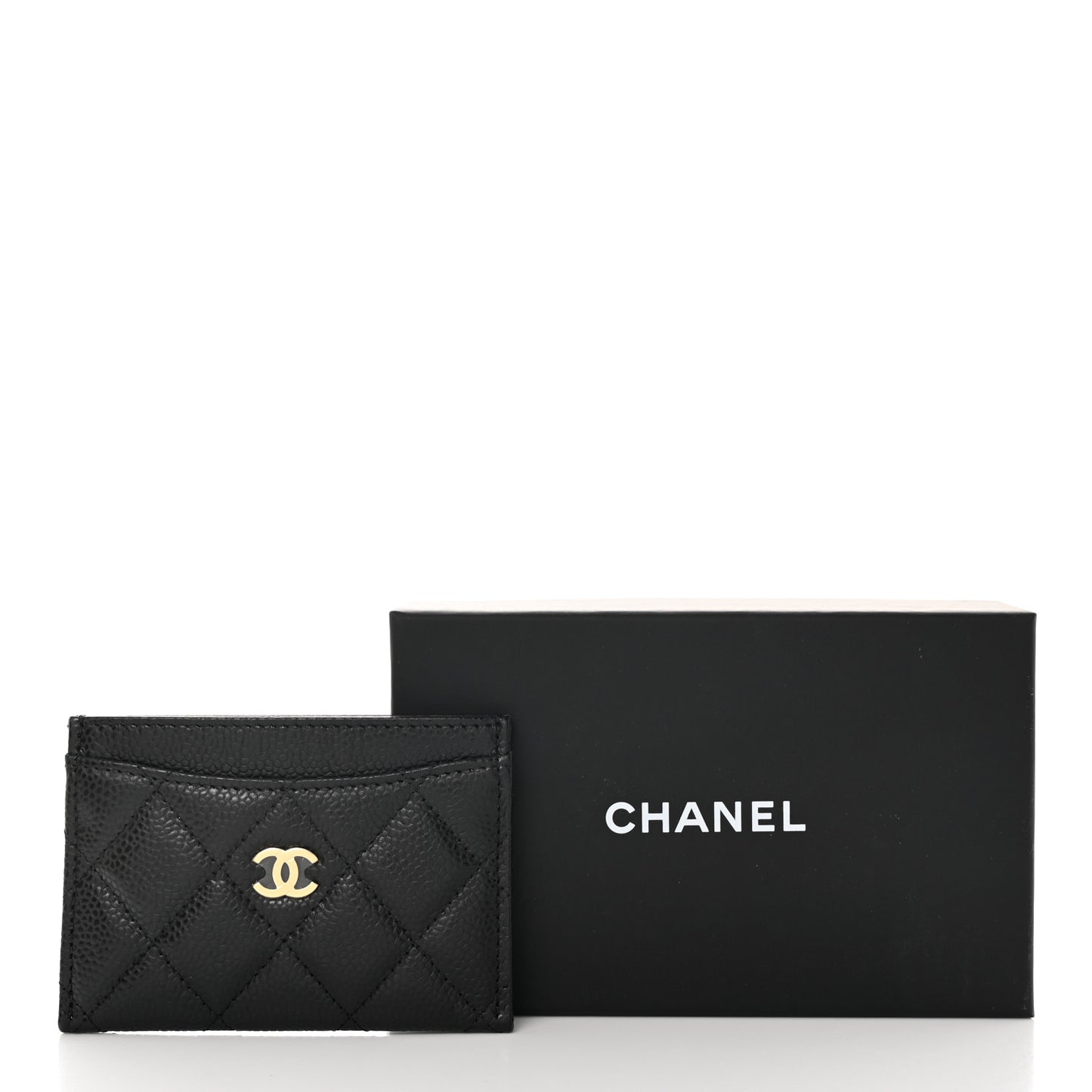 Caviar Quilted Card Holder Black