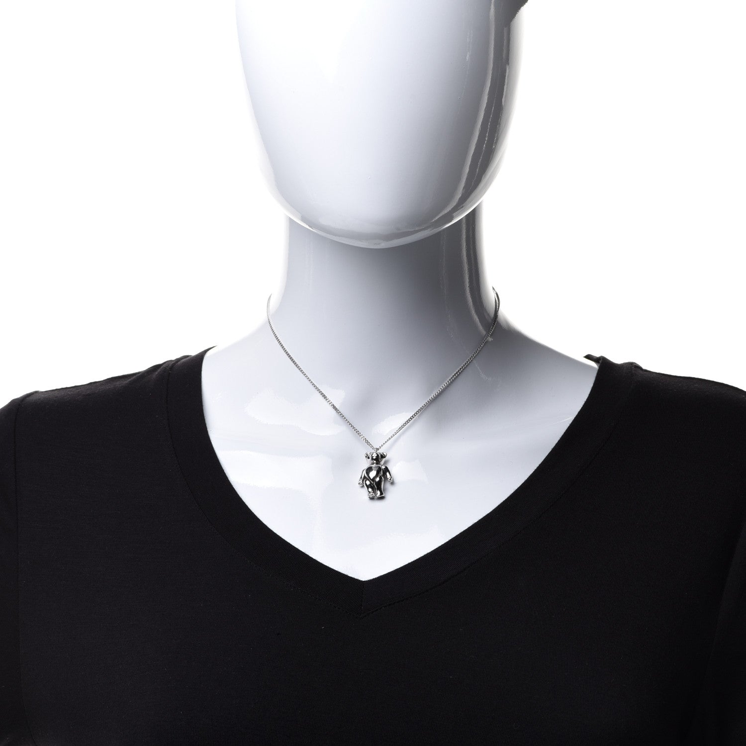 Christian Dior Teddy Bear Necklace Silver 2 of 7